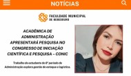 Acadêmica de Administração apresentará pesquisa no Congresso de Iniciação Científica e Pesquisa – CONIC