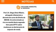 Professor Doutor Diego Diniz concede entrevista para o Bom Dia CIdade da EPTV e fala sobre as principais mudanças na declaração do IR