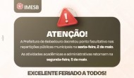 Ponto facultativo – 2 de maio, véspera do aniversário da cidade