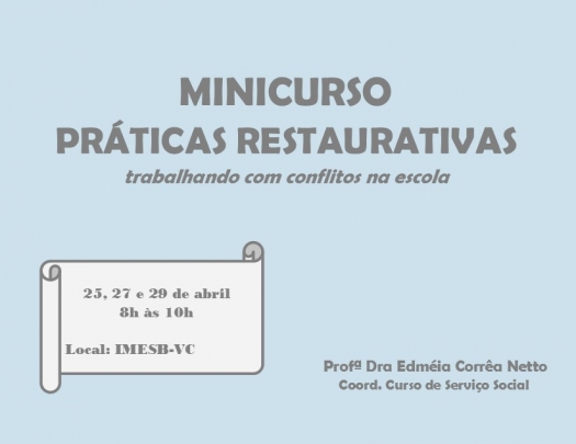 Coordenadora de Serviço Social do IMESB ministra curso sobre Práticas Restaurativas: trabalhando com conflitos na escola