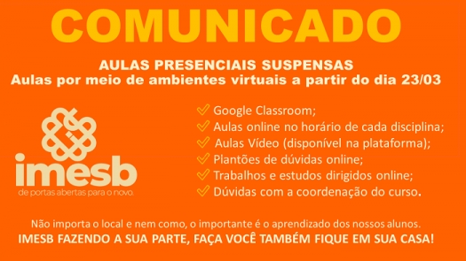 IMESB adere as plataformas Google Classroom e Zoom para dar continuidade aos estudos