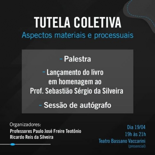 Professor do IMESB convida para o lançamento da obra coletiva Tutela Coletiva: Aspectos Materiais e Processuais