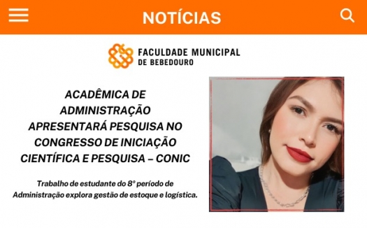 Acadêmica de Administração apresentará pesquisa no Congresso de Iniciação Científica e Pesquisa – CONIC