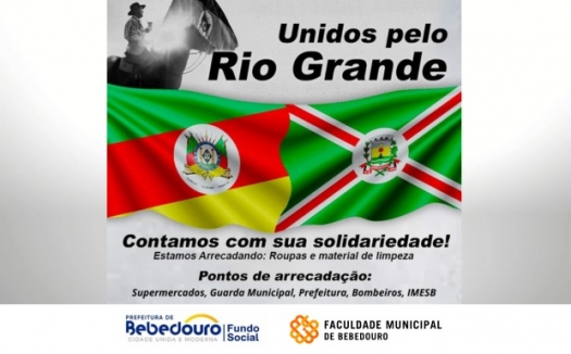 Faculdade Municipal de Bebedouro realiza campanha de arrecadação de produtos de higiene, limpeza e água potável para ajudar a população do Rio Grande do Sul