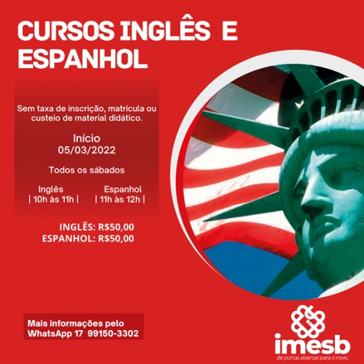 Cursos de inglês e espanhol serão ministrados nas dependências do IMESB