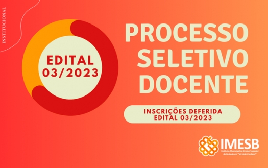 Inscrições deferidas Edital 03/2023 - Processo Seletivo para contratação temporária de professores