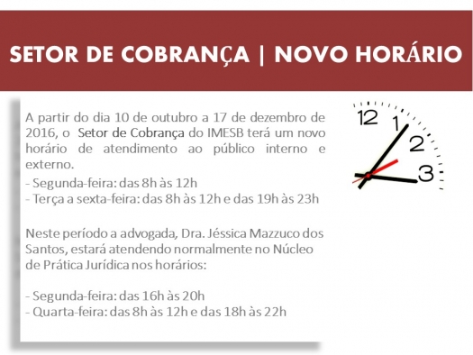 Confira o horário de atendimento do setor de cobrança