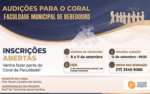 IMESB abre inscri&ccedil;&otilde;es para audi&ccedil;&otilde;es do Coral da Faculdade Municipal de Bebedouro