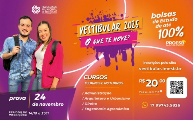 Vestibular 2025 e Bolsas de Estudo Proesb: Inscrições abertas